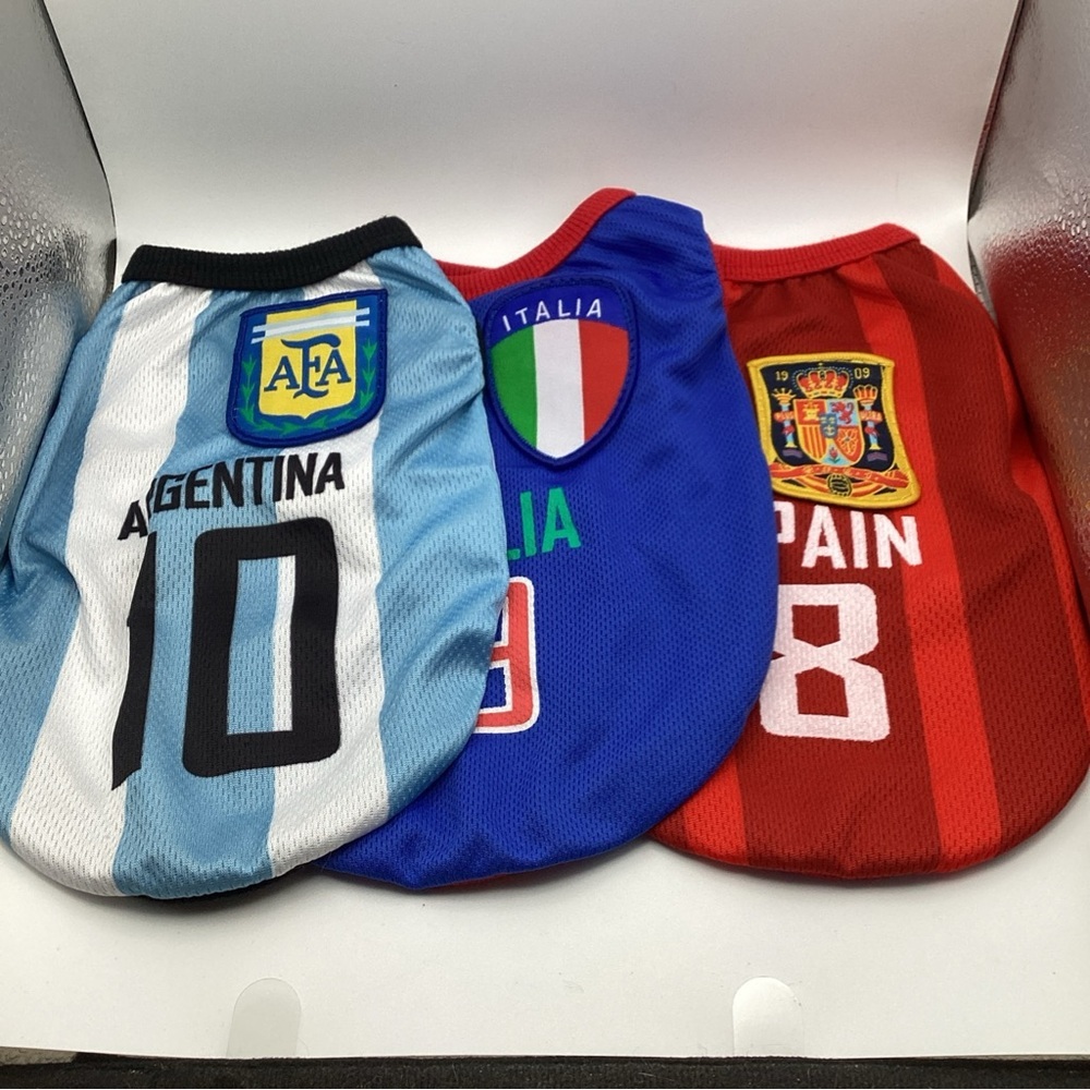 FIFA World Cup Dog Soccer Jersey Sz Small Italia Spain Argentina National Team